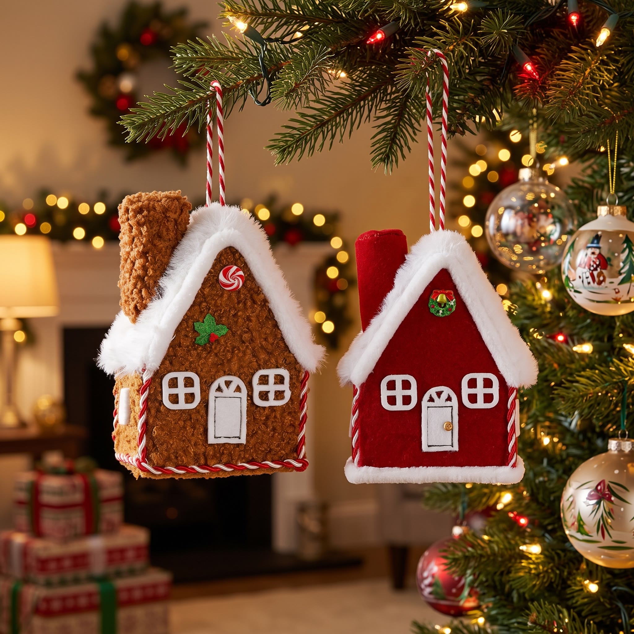Rubbyoo Mini Christmas House - Festive Fabric Room Ornament| Charming Cozy Xmas Tree Hanging - image 8