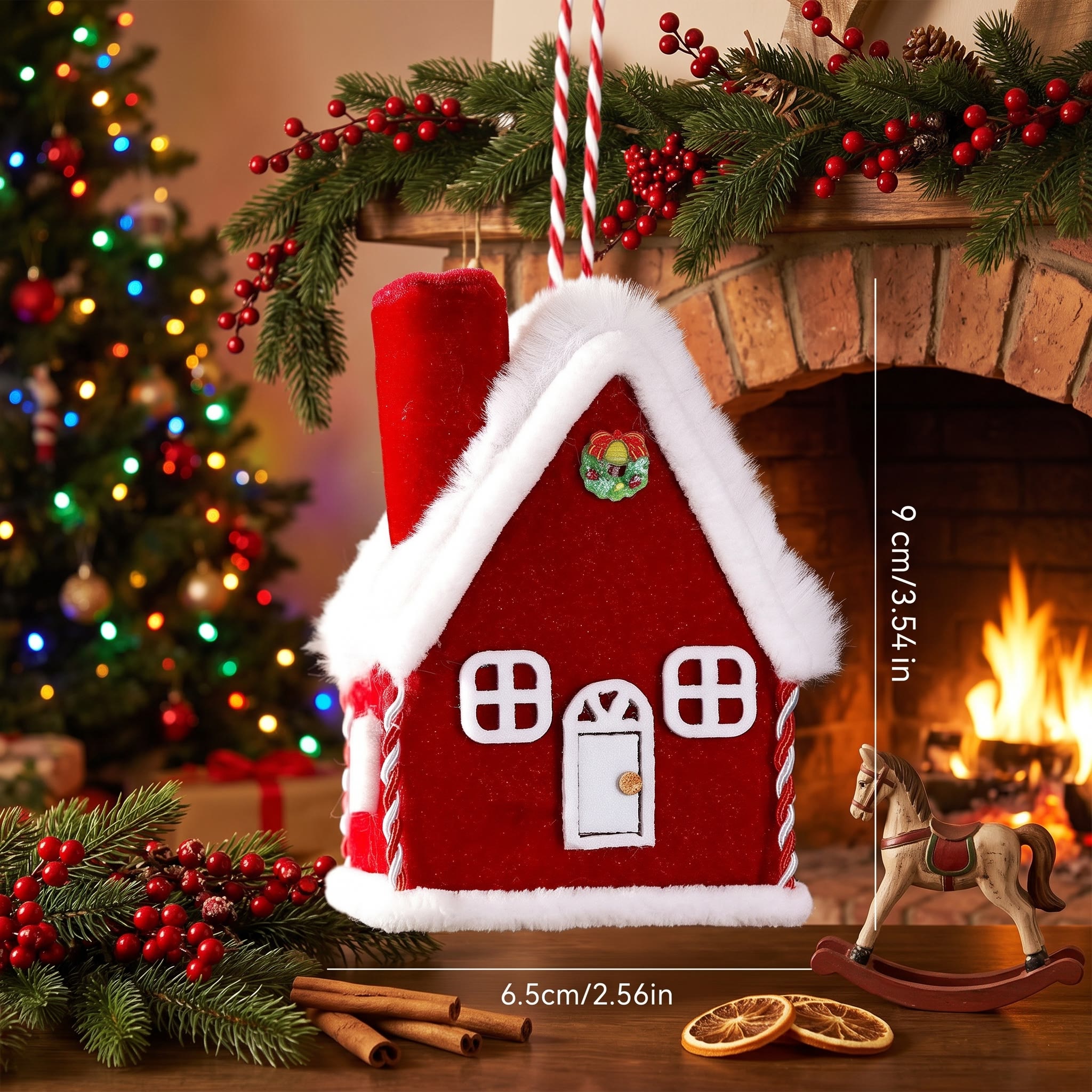 Rubbyoo Mini Christmas House - Festive Fabric Room Ornament| Charming Cozy Xmas Tree Hanging - image 5
