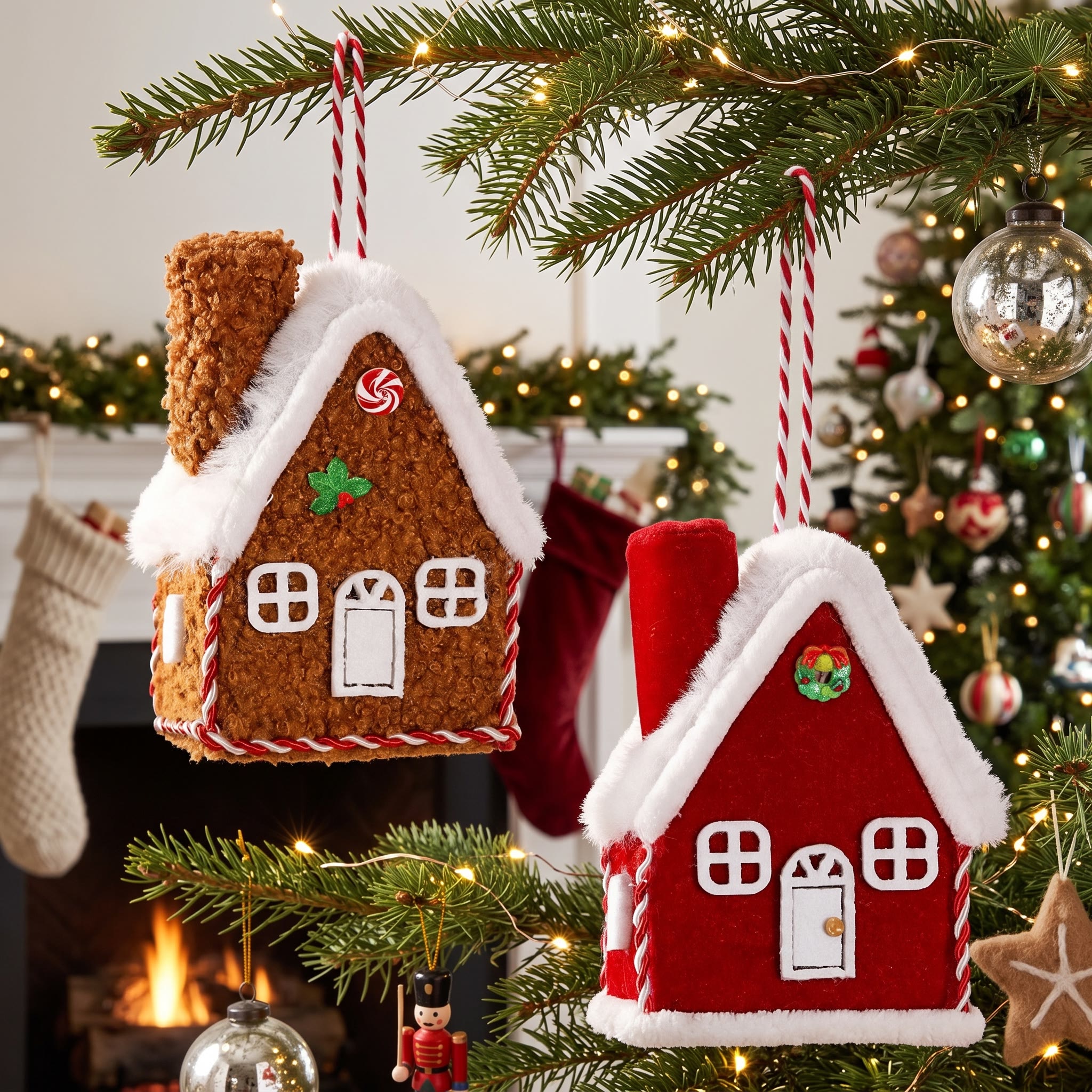 Rubbyoo Mini Christmas House - Festive Fabric Room Ornament| Charming Cozy Xmas Tree Hanging - image 1