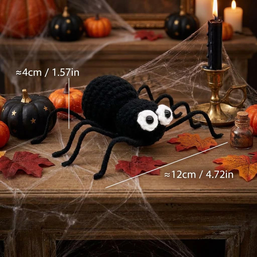 Rubbyoo Crochet Halloween Figurine - Quirky Festive Gift For Kids | Nice For Holiday Party  - Spider - image 6