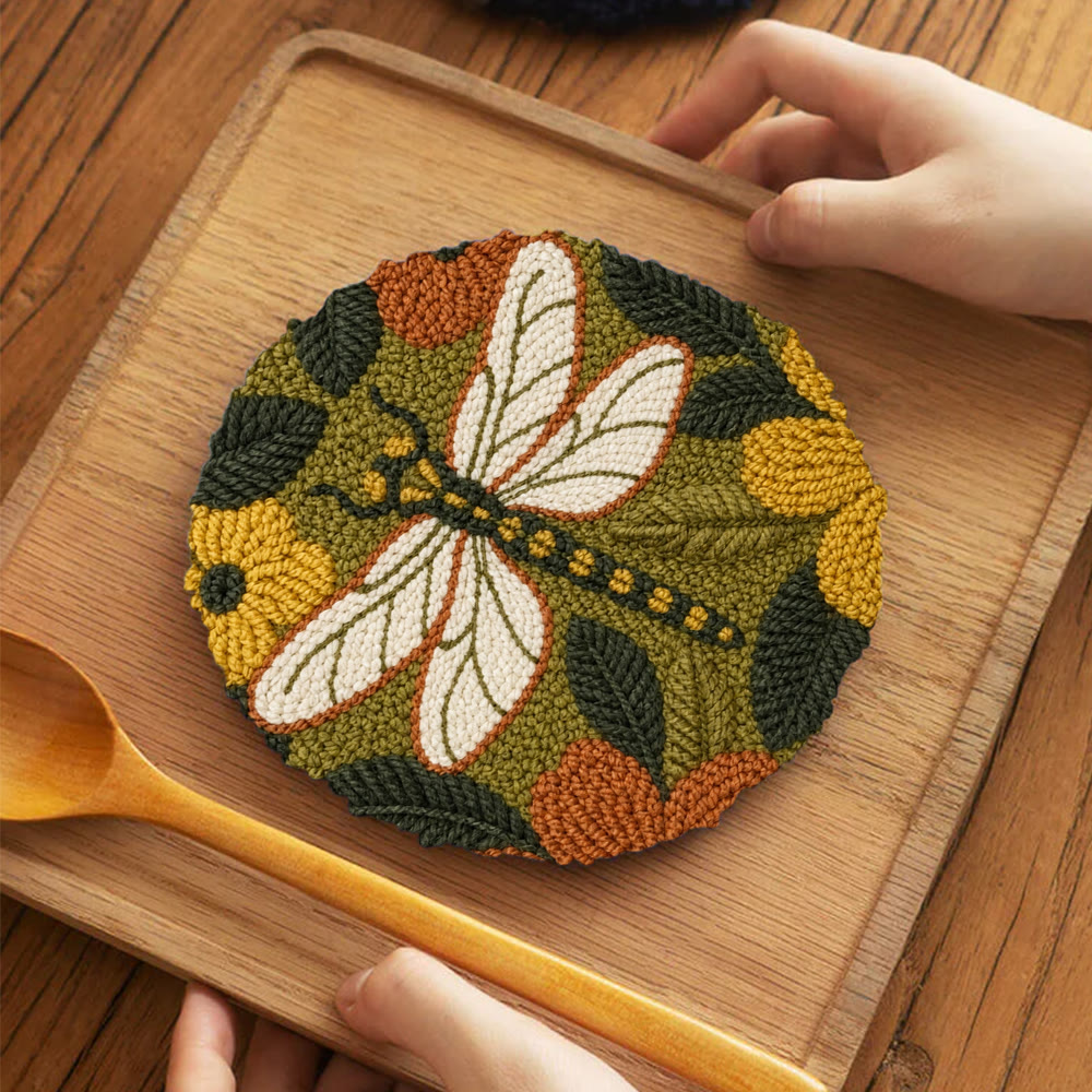 Enchanted Dragonfly Punch Needle Kit - Handmade Stylish Gift Idea | Vintage Dragonfly & Flowers Handicraft - image 11