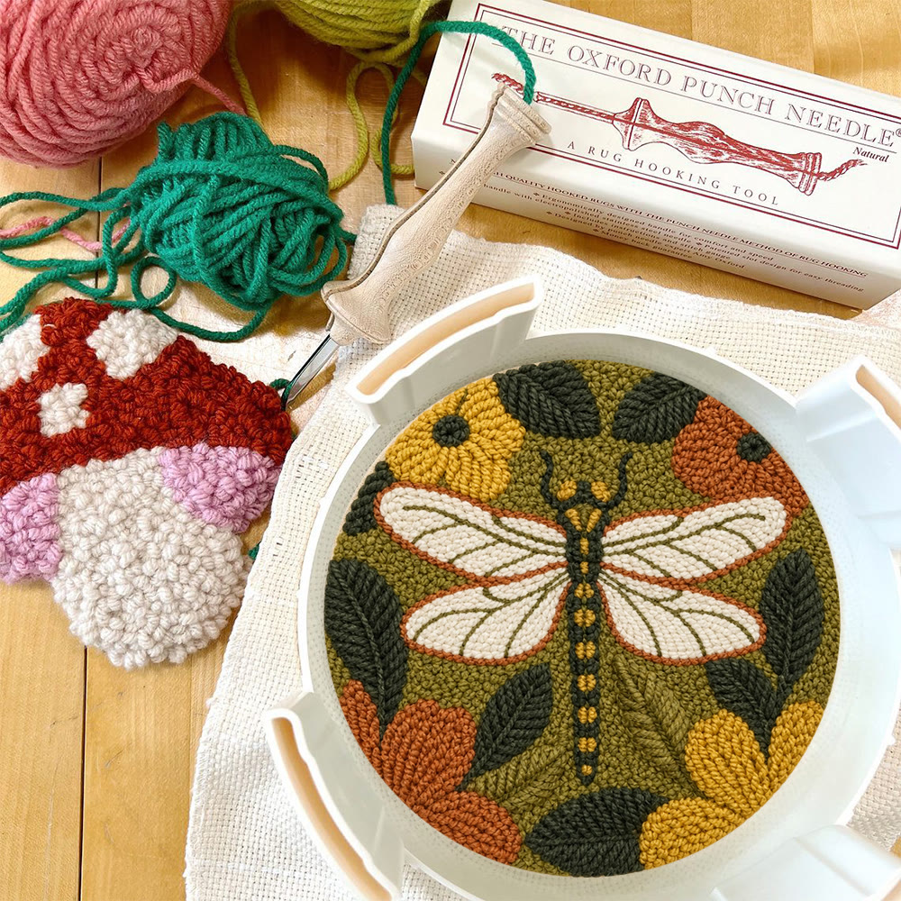 Enchanted Dragonfly Punch Needle Kit - Handmade Stylish Gift Idea | Vintage Dragonfly & Flowers Handicraft - image 10