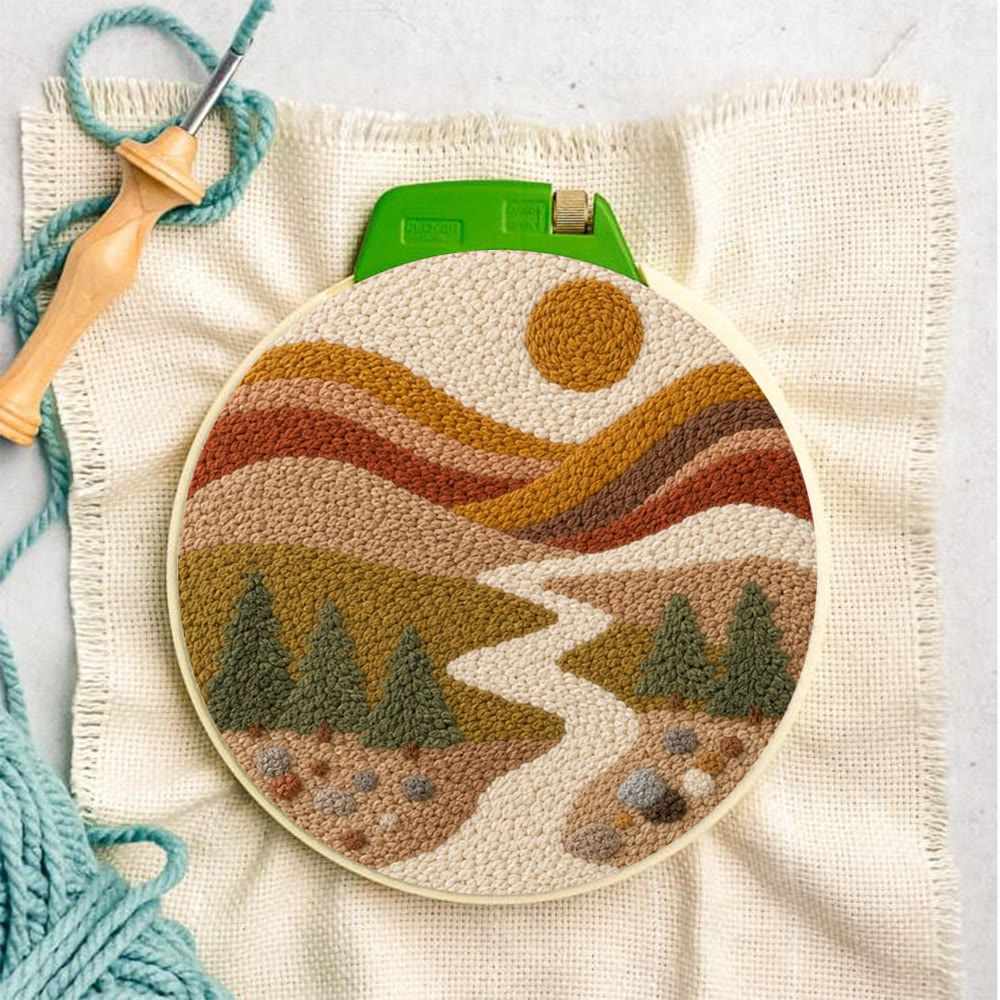 Golden Mountain Range Punch Needle Kit - Beginner-Friendly DIY Craft Project | Landscape Motif Gift For Nature Lover - image 6