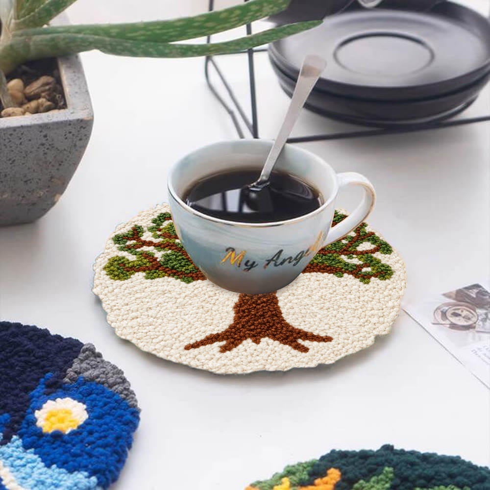 Grand Oak Punch Needle Kit - Handmade Tree Pattern Decor | Botanical Wall Hanging Art - 5 inch Coaster Kit - image 12