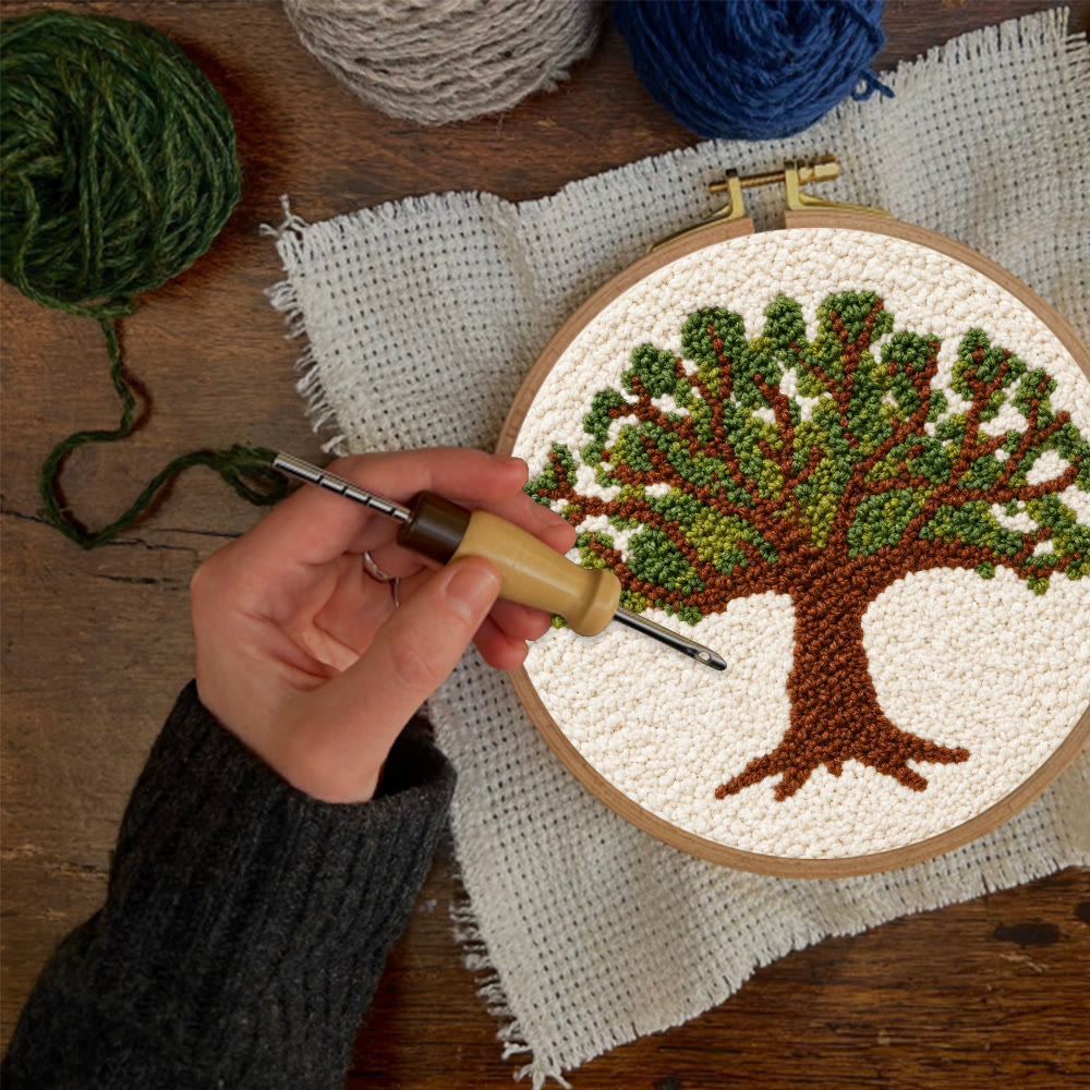 Grand Oak Punch Needle Kit - Handmade Tree Pattern Decor | Botanical Wall Hanging Art - image 6