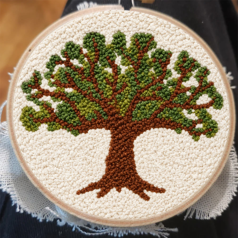 Grand Oak Punch Needle Kit - Handmade Tree Pattern Decor | Botanical Wall Hanging Art - image 2