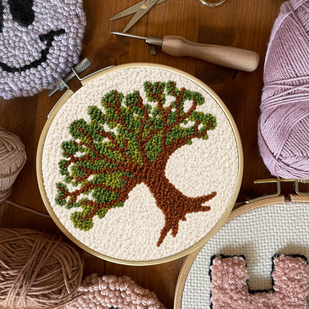 Grand Oak Punch Needle Kit - Handmade Tree Pattern Decor | Botanical Wall Hanging Art - image 8