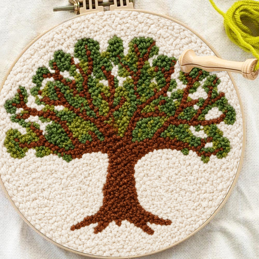 Grand Oak Punch Needle Kit - Handmade Tree Pattern Decor | Botanical Wall Hanging Art - image 3