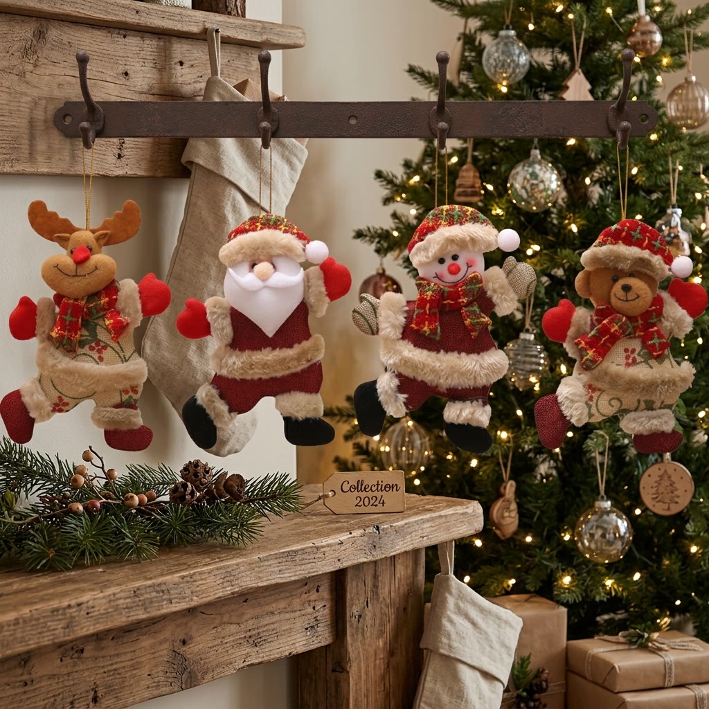 Rubbyoo Cozy Fabric Xmas Tree Ornament – Sweet Christmas Home Decor | Seasonal Holiday Displays  - All-4pcs - image 5