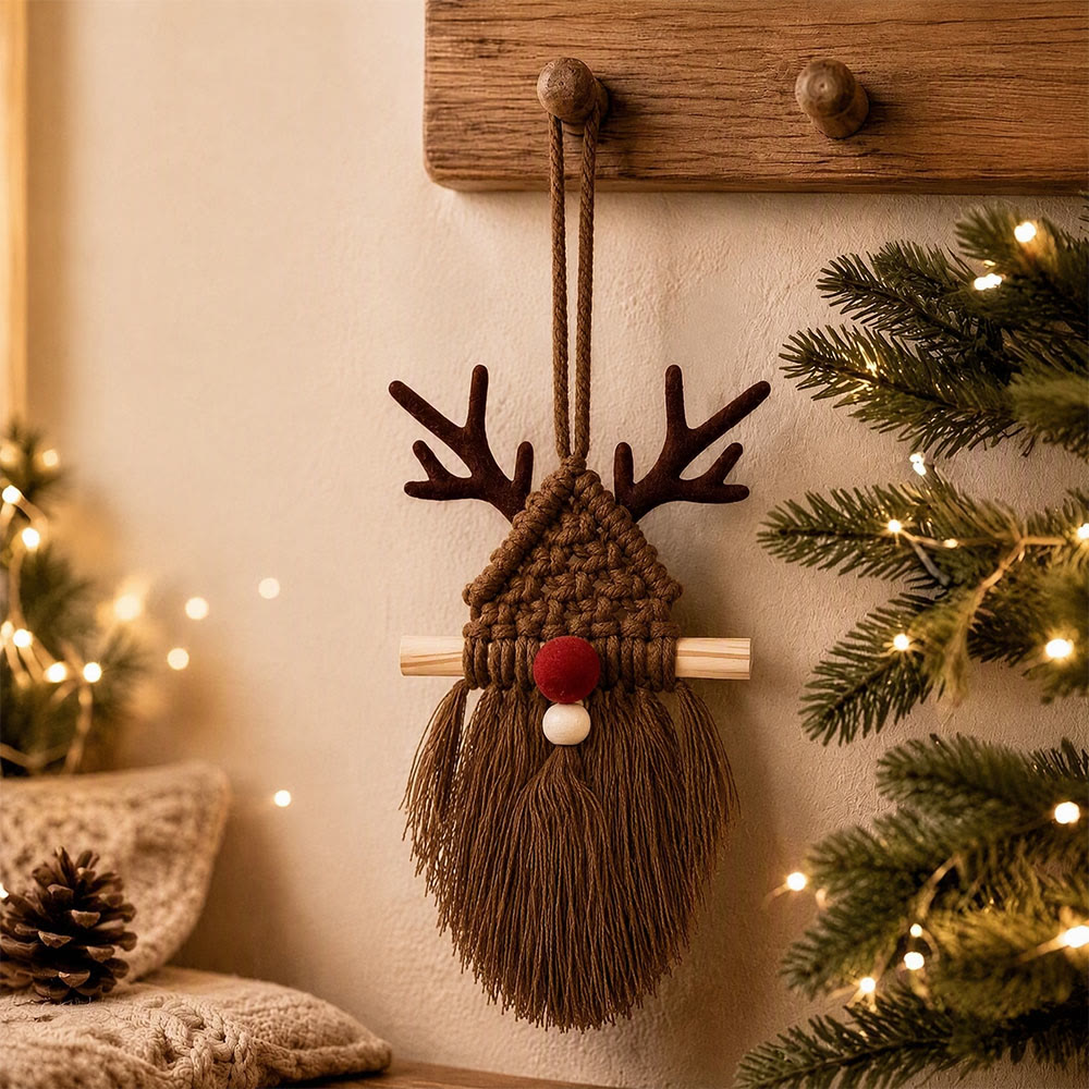 Rubbyoo Faceless Santa Hanging – Woven Tassel Accent For Xmas Tree | Cozy Festive Home Decorations - Brown - image 5