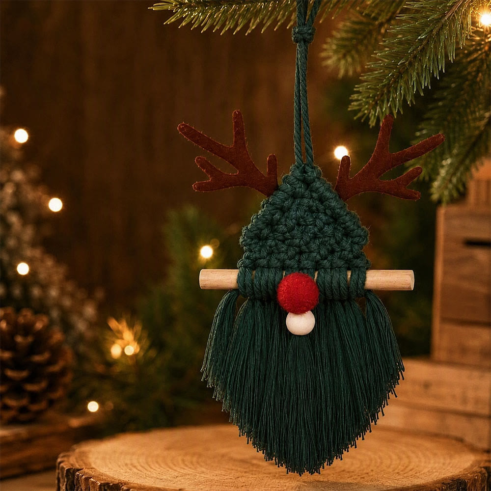 Rubbyoo Faceless Santa Hanging – Woven Tassel Accent For Xmas Tree | Cozy Festive Home Decorations - Green - image 3