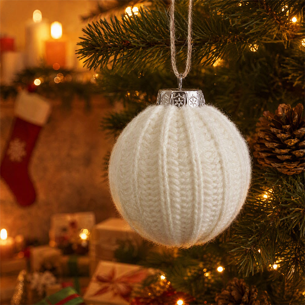 Rubbyoo Crochet Christmas Ball Ornament – Handmade Xmas Tree Hanging | Cozy Festive Party Decor - White - image 5