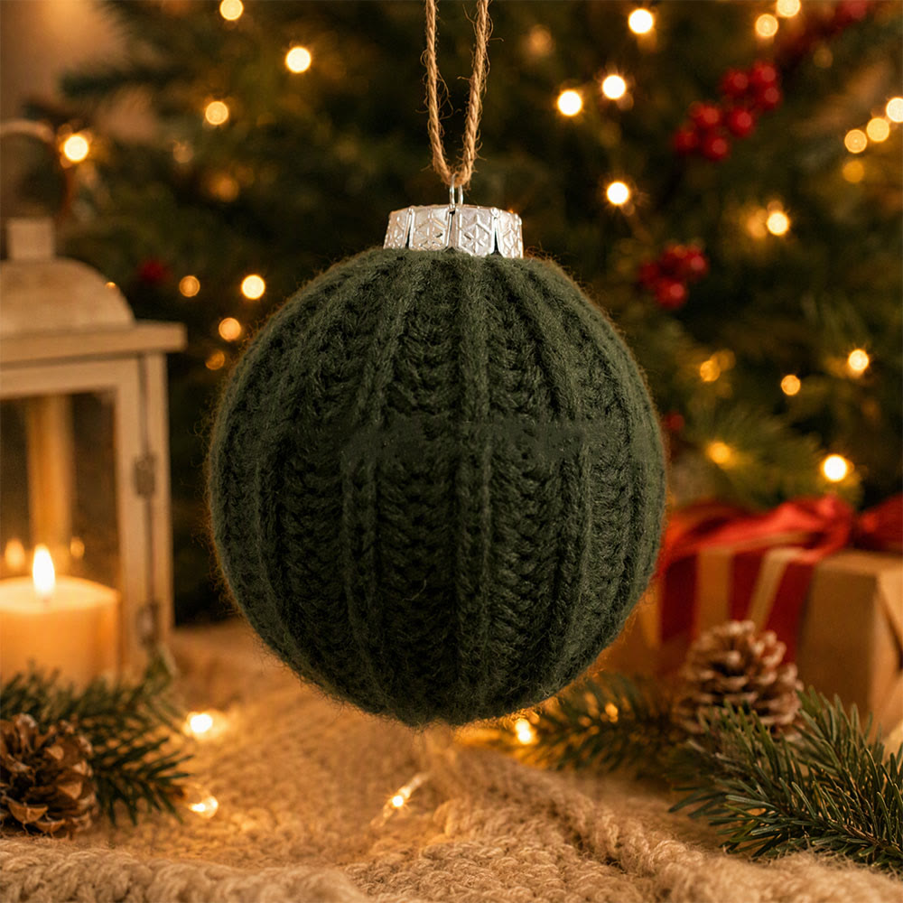 Rubbyoo Crochet Christmas Ball Ornament – Handmade Xmas Tree Hanging | Cozy Festive Party Decor - Army Green - image 4