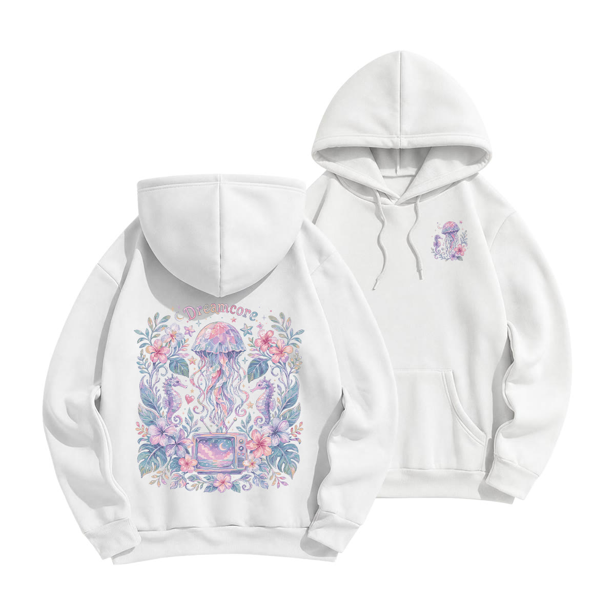 Rubbyoo Dreamcore Jellyfish Unisex Hoodie - White - 2XL - image 7