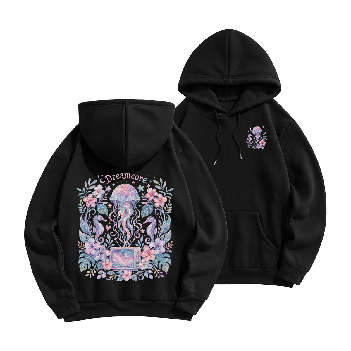 Rubbyoo Dreamcore Jellyfish Unisex Hoodie - Black - 2XL - image 1