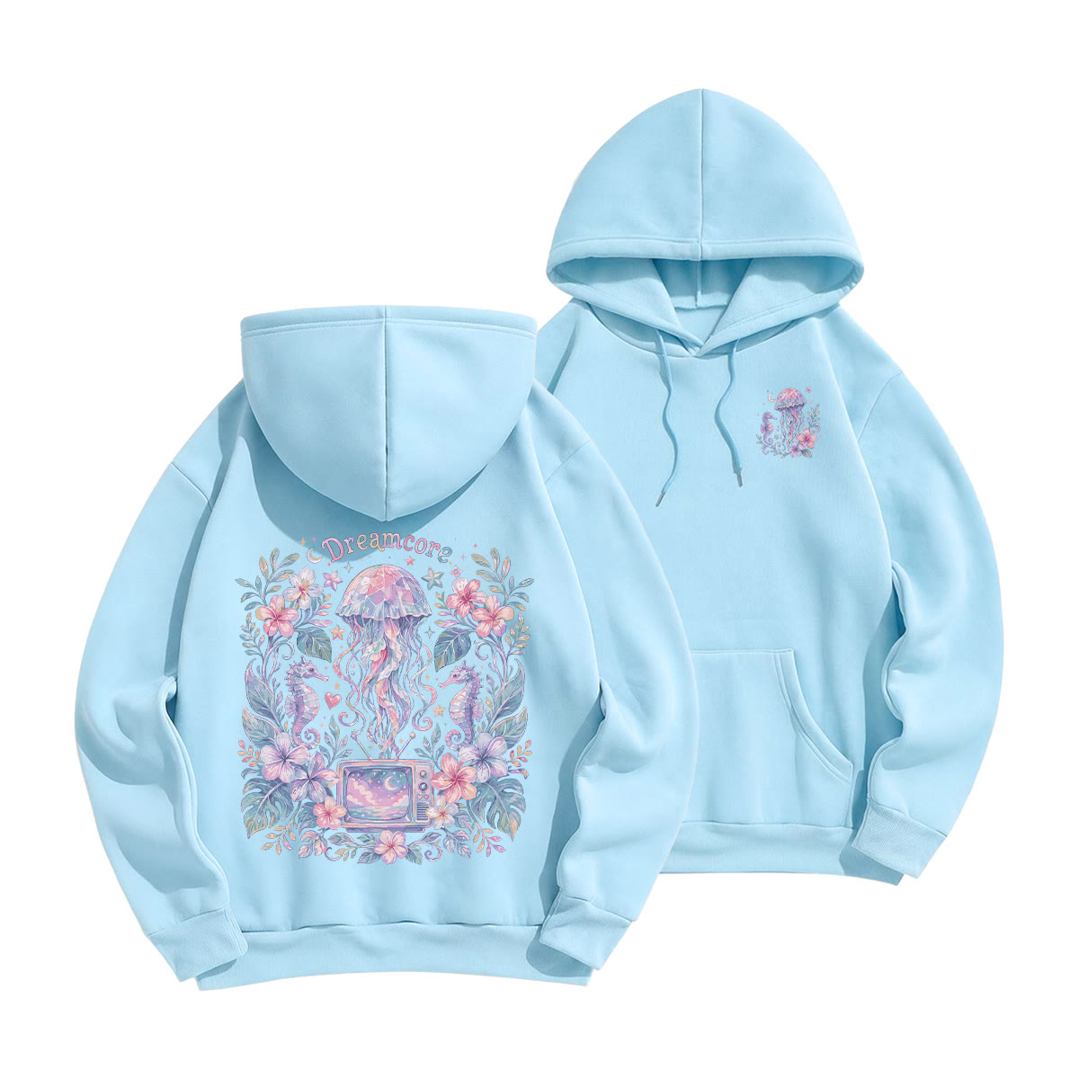 Rubbyoo Dreamcore Jellyfish Unisex Hoodie - Light Blue - 2XL - image 10