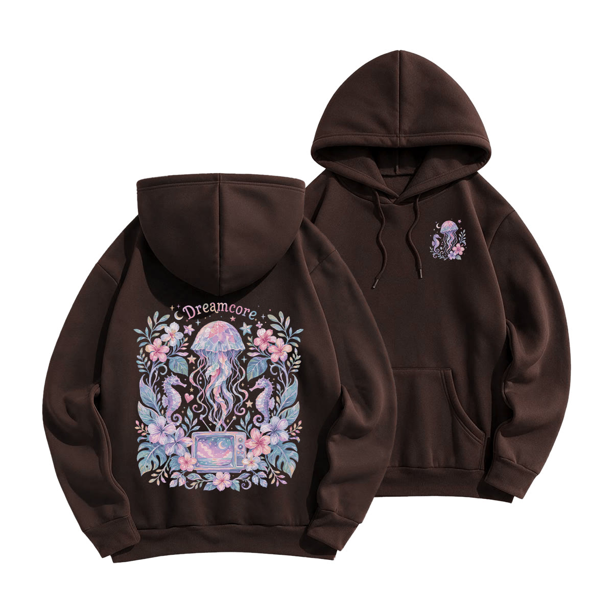 Rubbyoo Dreamcore Jellyfish Unisex Hoodie - Coffee - 2XL - image 13