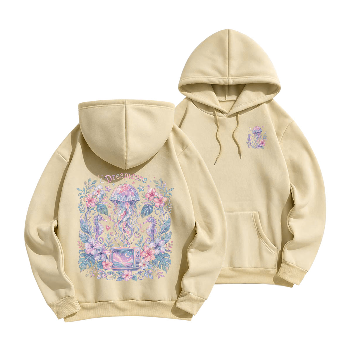 Rubbyoo Dreamcore Jellyfish Unisex Hoodie - Light Coffee - 2XL - image 16