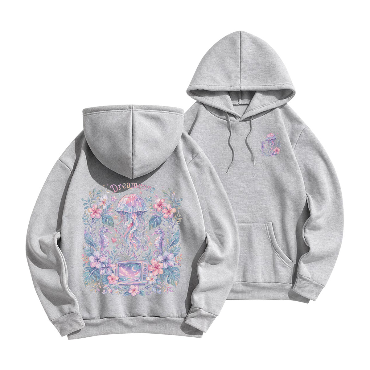 Rubbyoo Dreamcore Jellyfish Unisex Hoodie - Grey - 2XL - image 22