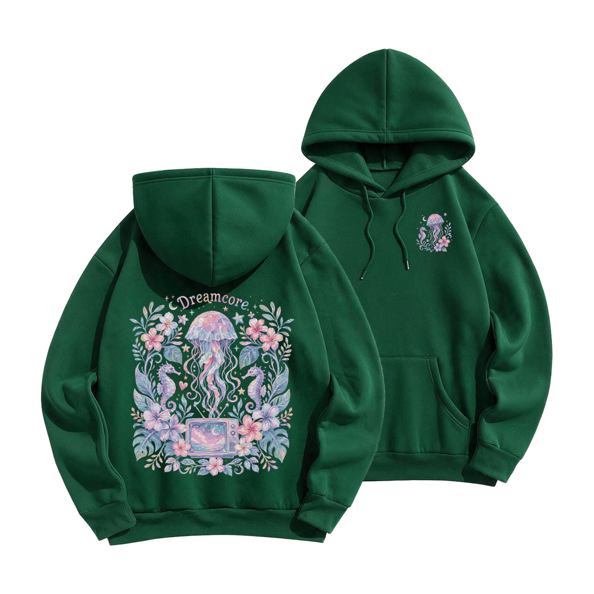 Rubbyoo Dreamcore Jellyfish Unisex Hoodie - Green - 2XL - image 19