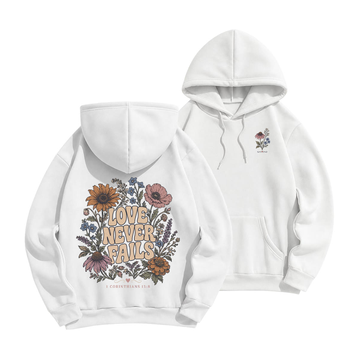 Rubbyoo Love Never Fails Unisex Hoodie - White - 2XL - image 7