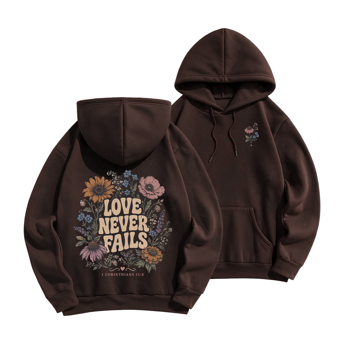 Rubbyoo Love Never Fails Unisex Hoodie - Coffee - 2XL - image 1