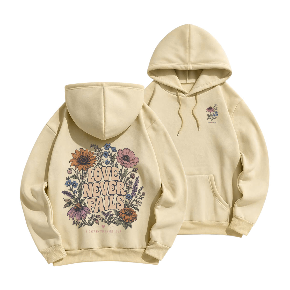 Rubbyoo Love Never Fails Unisex Hoodie - Light Coffee - 2XL - image 16