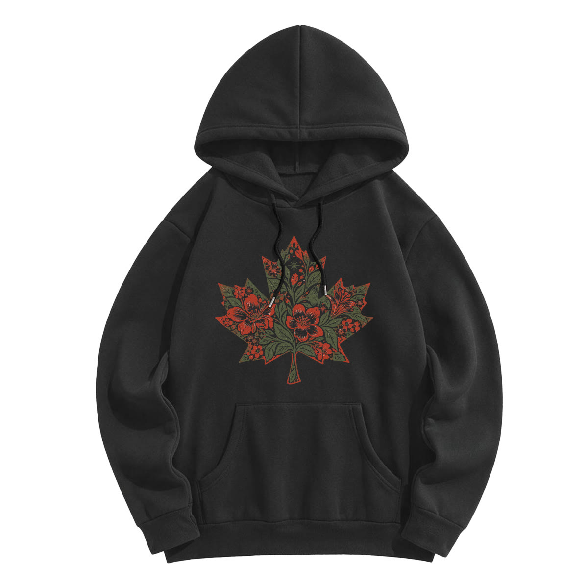 Rubbyoo Magical Floral Leaf Unisex Hoodie - Black - 2XL - image 6