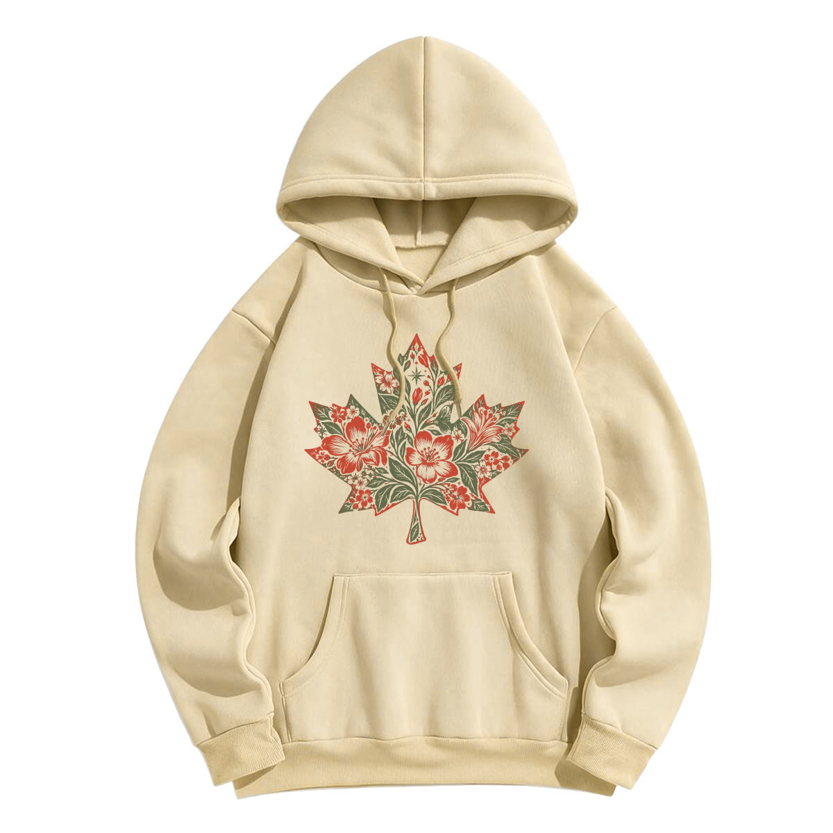 Rubbyoo Magical Floral Leaf Unisex Hoodie - Light Coffee - 2XL - image 1