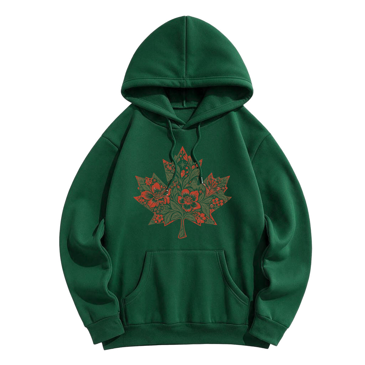 Rubbyoo Magical Floral Leaf Unisex Hoodie - Green - 2XL - image 9