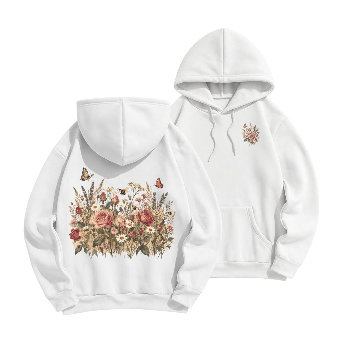 Rubbyoo Dreamy Butterflies Garden  Unisex Hoodie - White - 2XL - image 7
