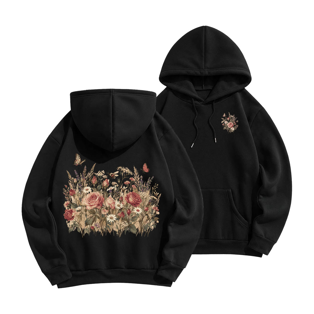 Rubbyoo Dreamy Butterflies Garden  Unisex Hoodie - Black - 2XL - image 10