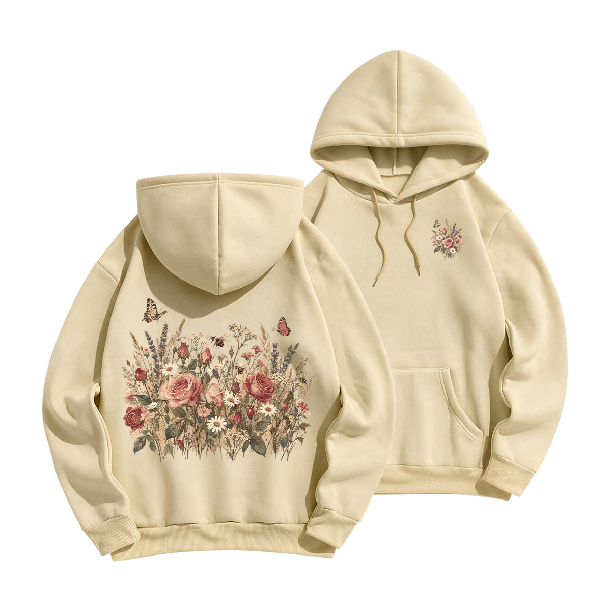 Rubbyoo Dreamy Butterflies Garden  Unisex Hoodie - Light Coffee - 2XL - image 1