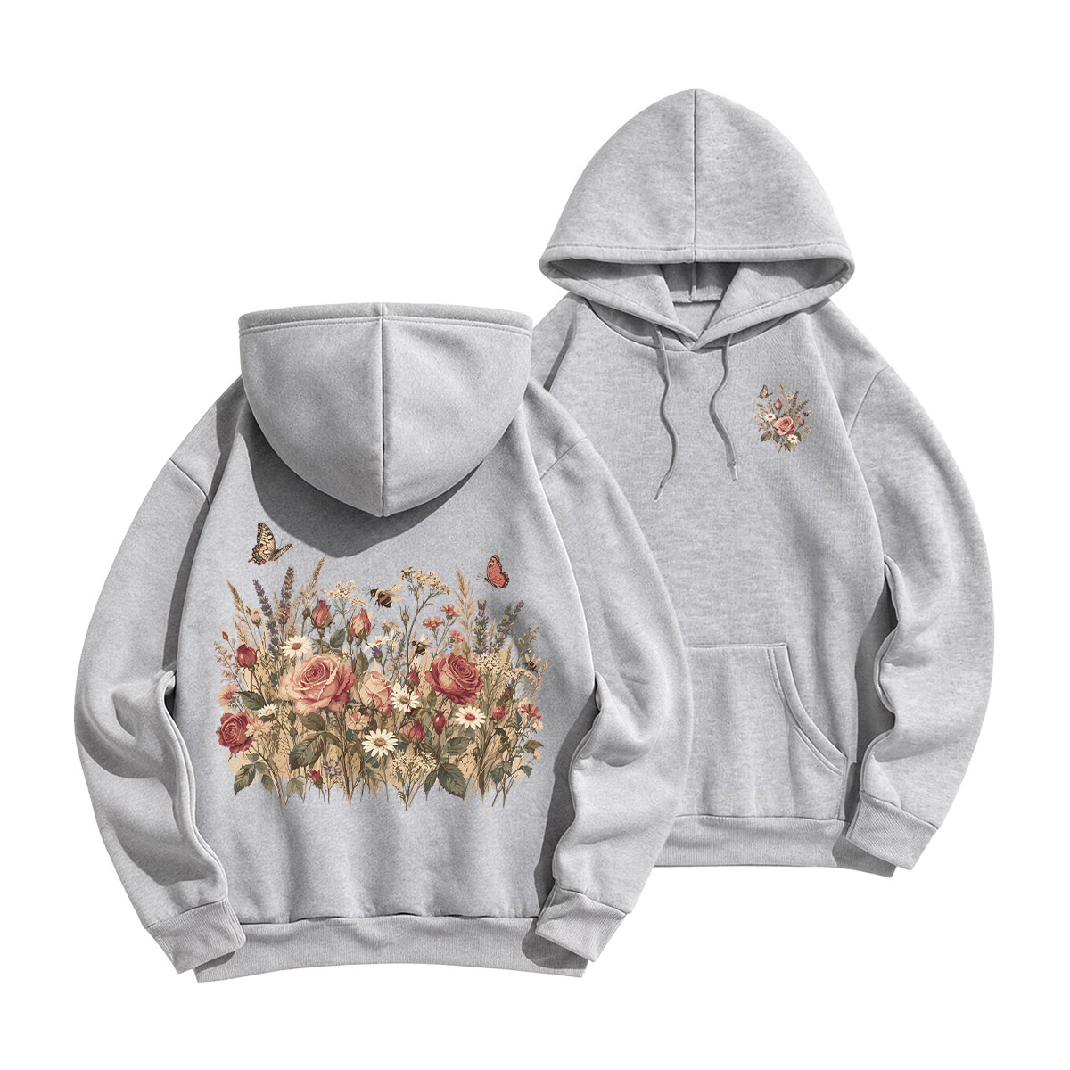 Rubbyoo Dreamy Butterflies Garden  Unisex Hoodie - Grey - 2XL - image 22