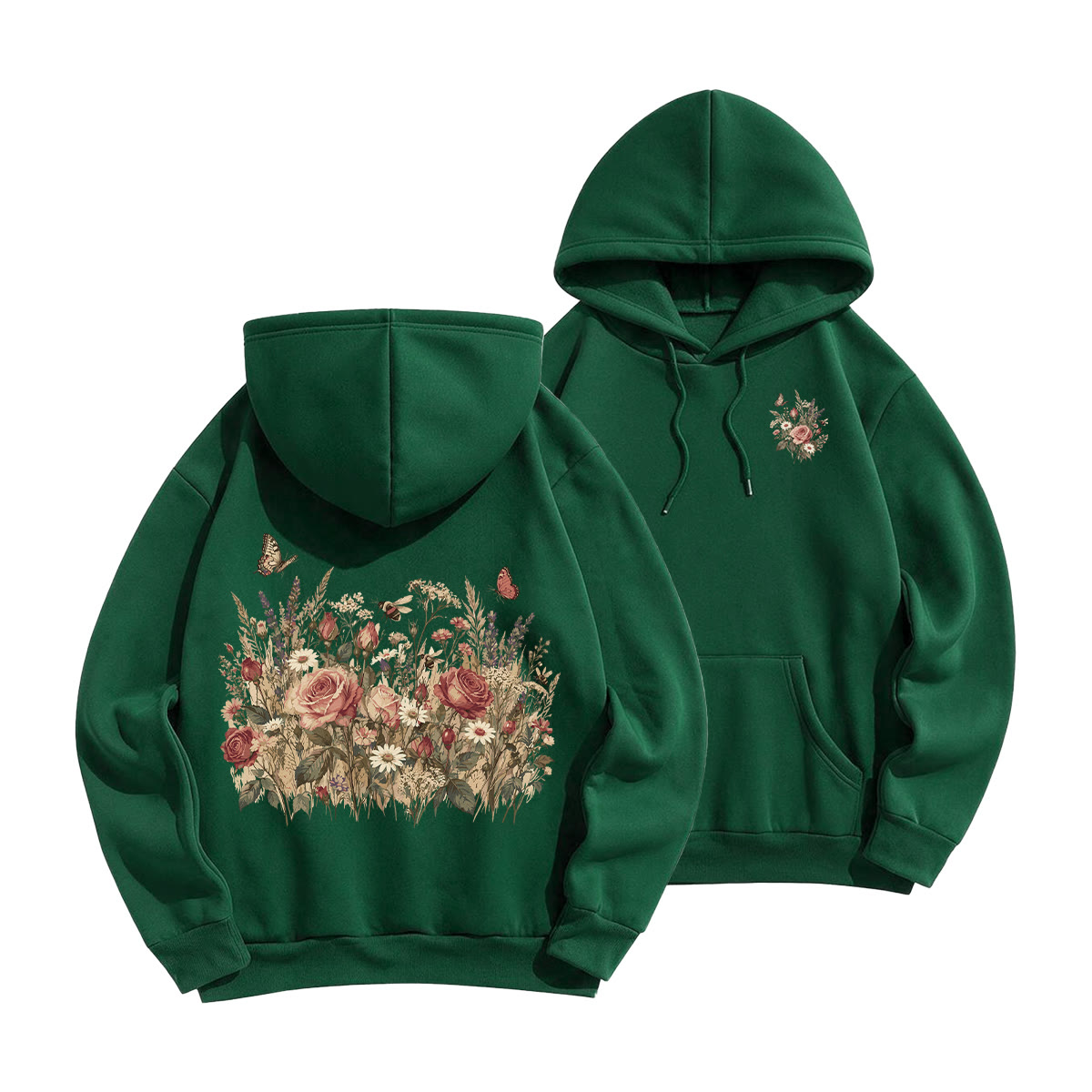 Rubbyoo Dreamy Butterflies Garden  Unisex Hoodie - Green - 2XL - image 16