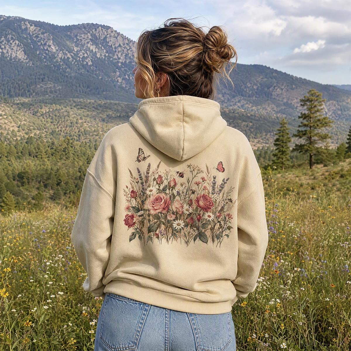 Rubbyoo Dreamy Butterflies Garden  Unisex Hoodie - image 2