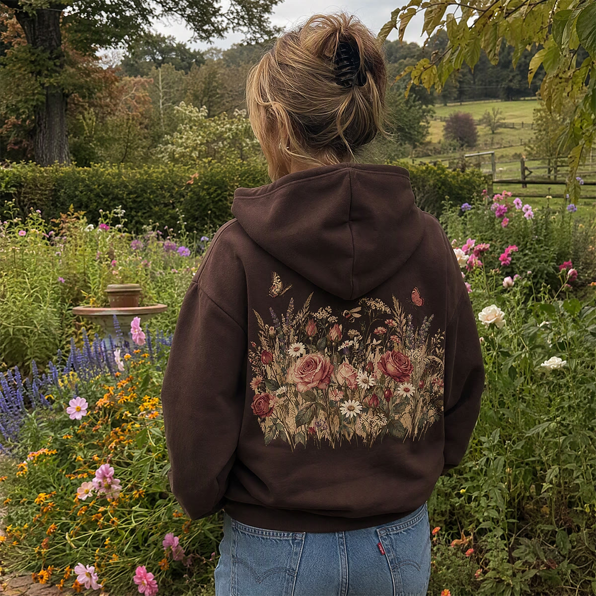 Rubbyoo Dreamy Butterflies Garden  Unisex Hoodie - image 4