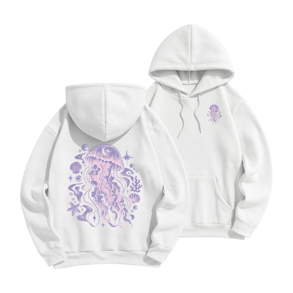 Rubbyoo Dreamy Purple Jellyfish Unisex Hoodie - White - 2XL - image 7