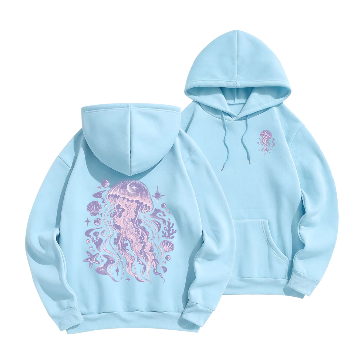 Rubbyoo Dreamy Purple Jellyfish Unisex Hoodie - Light Blue - 2XL - image 10