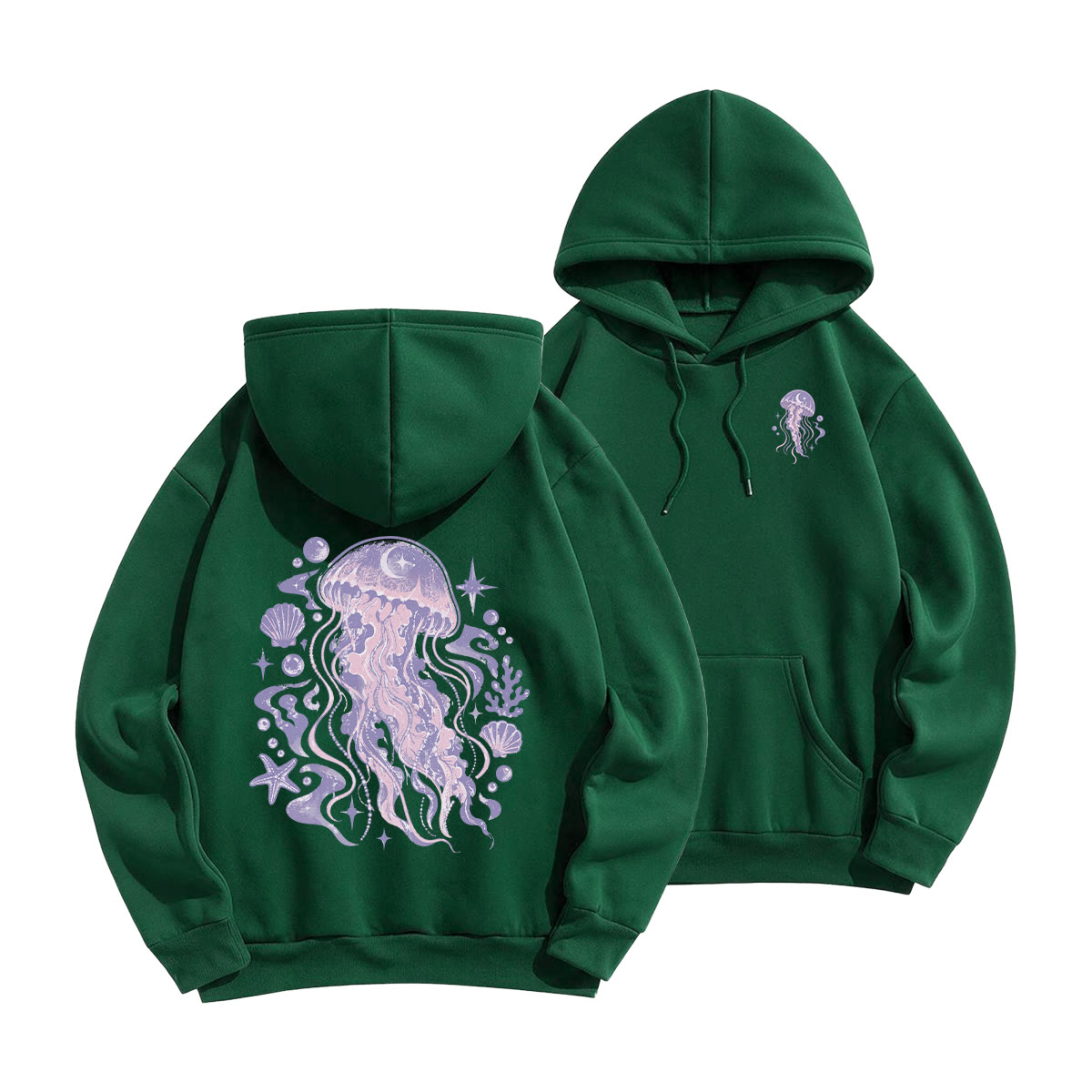 Rubbyoo Dreamy Purple Jellyfish Unisex Hoodie - Green - 2XL - image 19