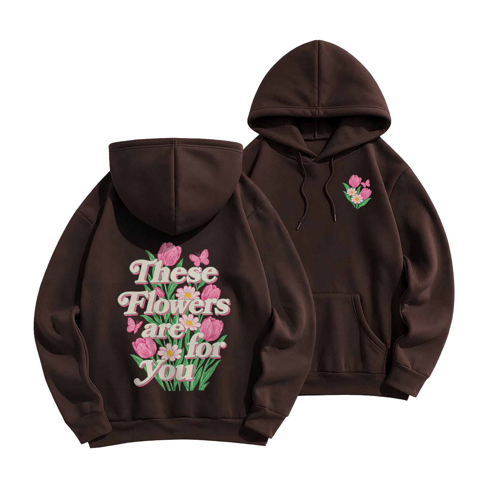 Rubbyoo These Flowers Are For You Unisex Hoodie - Coffee - 2XL - image 7