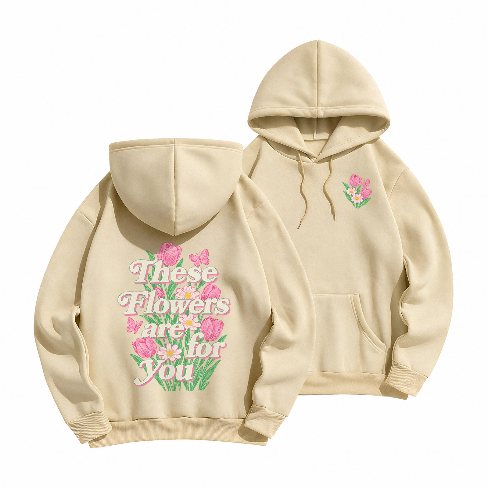 Rubbyoo These Flowers Are For You Unisex Hoodie - Light Coffee - 2XL - image 19