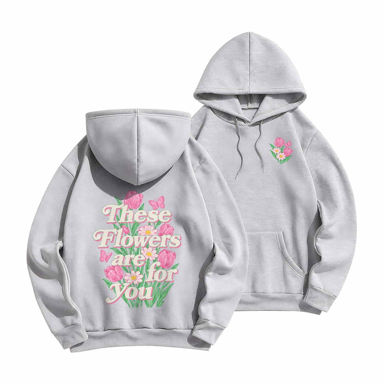 Rubbyoo These Flowers Are For You Unisex Hoodie - Grey - 2XL - image 22