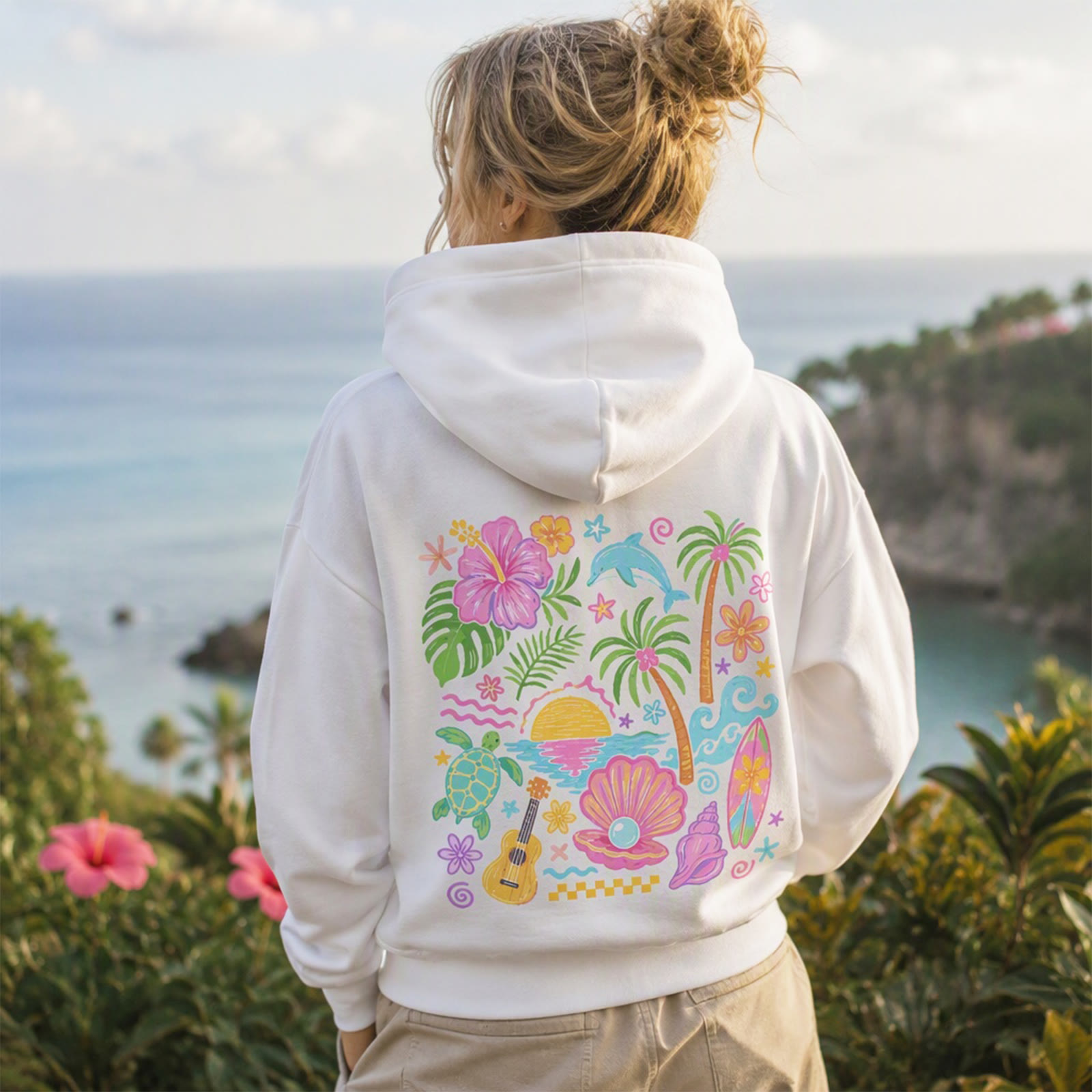 Rubbyoo Summer Vacation Beach Time Unisex Hoodie - image 3