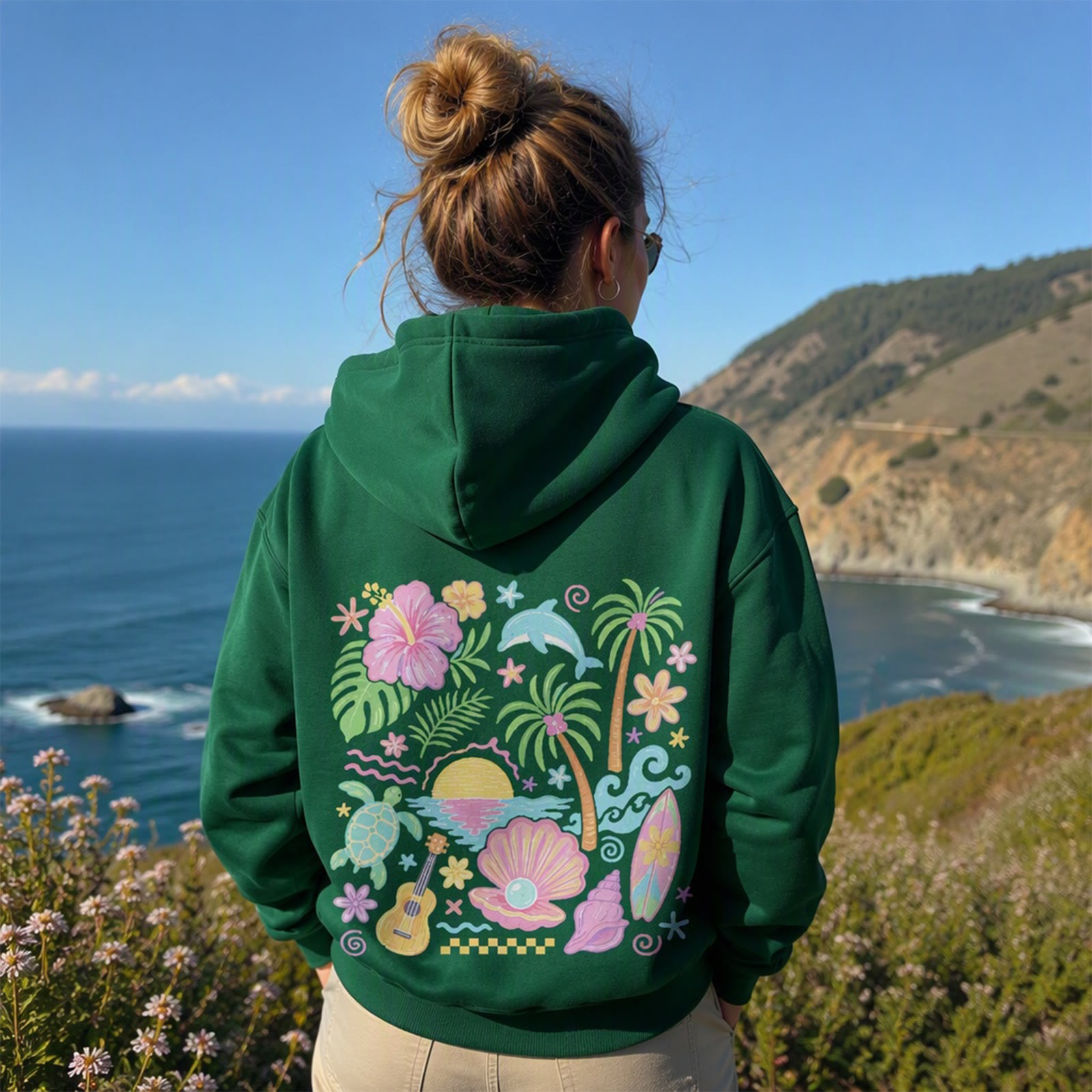 Rubbyoo Summer Vacation Beach Time Unisex Hoodie - image 4