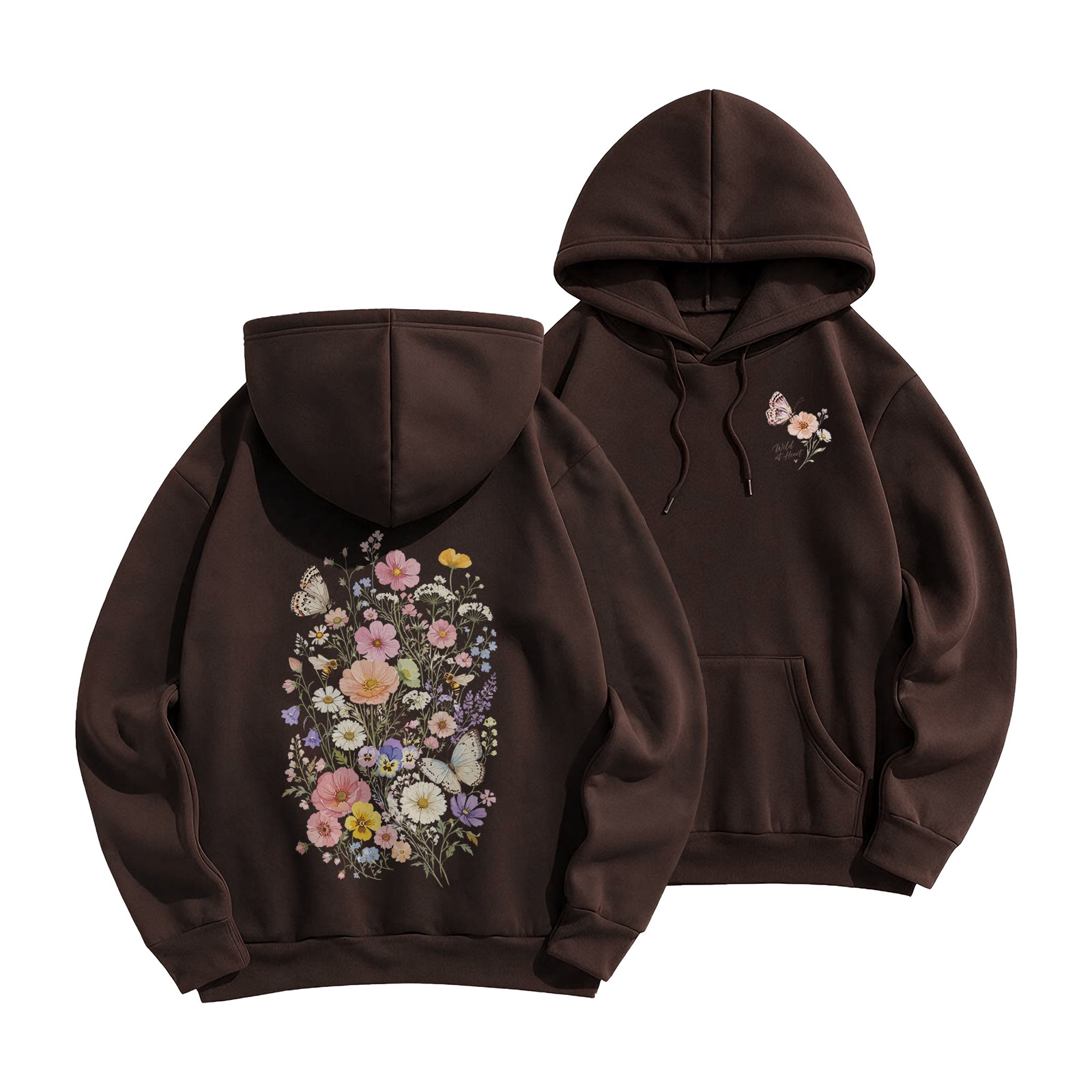 Rubbyoo Vintage Wildflower Meadow Unisex Hoodie - Coffee - 2XL - image 13