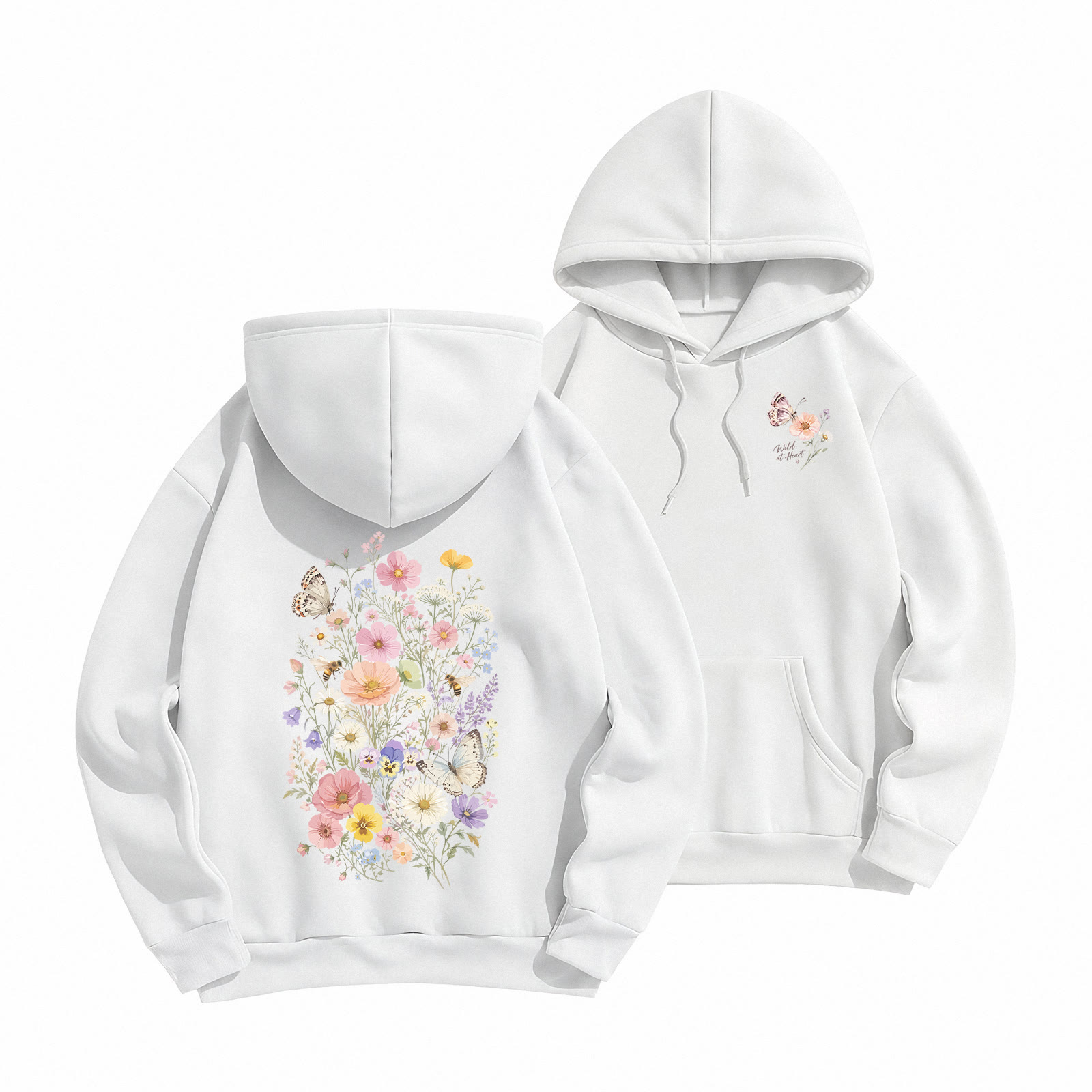 Rubbyoo Vintage Wildflower Meadow Unisex Hoodie - White - 2XL - image 16