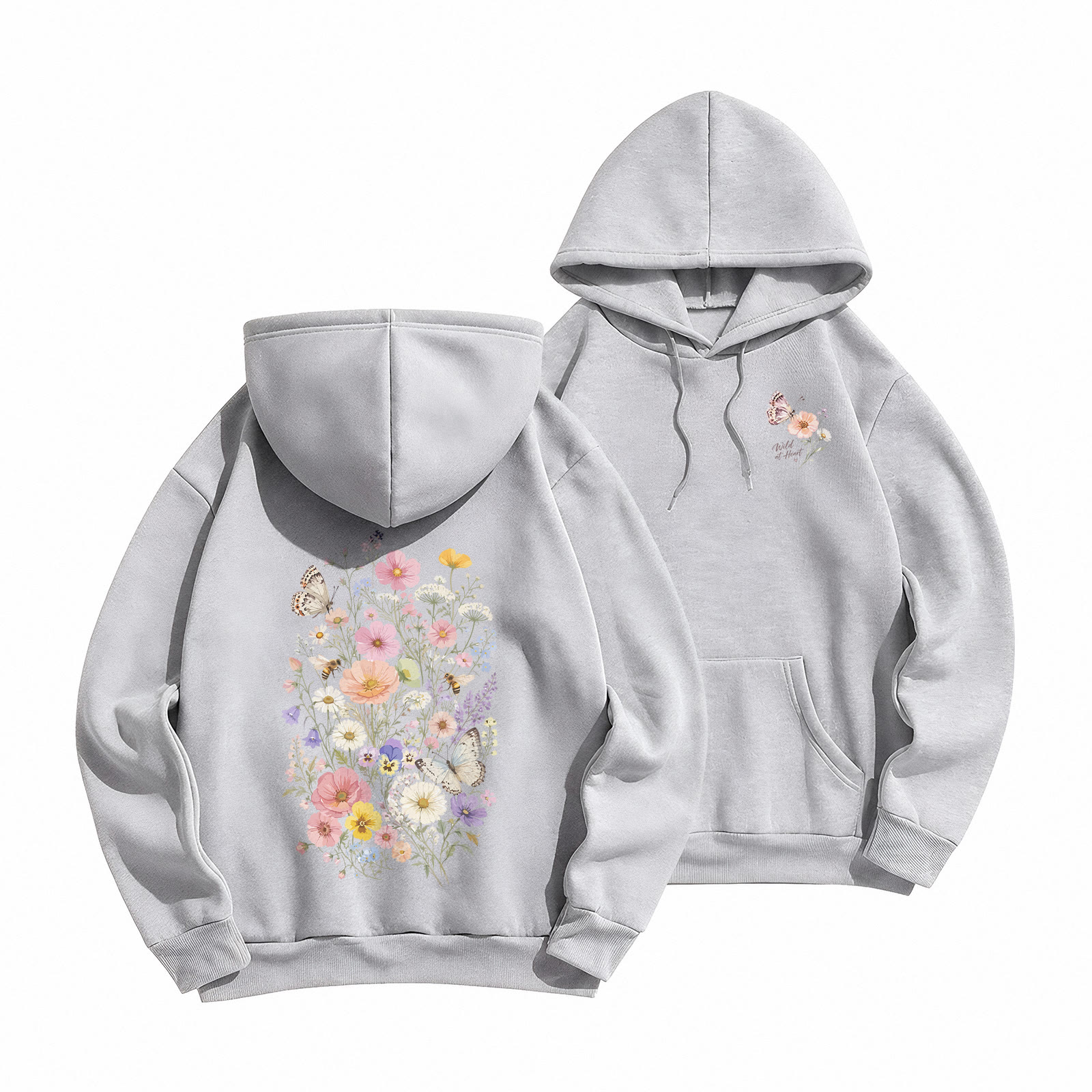 Rubbyoo Vintage Wildflower Meadow Unisex Hoodie - Grey - 2XL - image 1