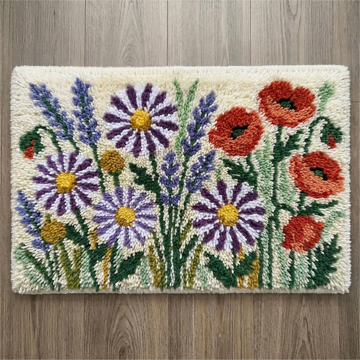 Rubbyoo Latch Hook Rug Kit - Colorful Wildflower | Cozy Living Room Decor | Elegant Botanical Home Accent - 75x50cm - image 1