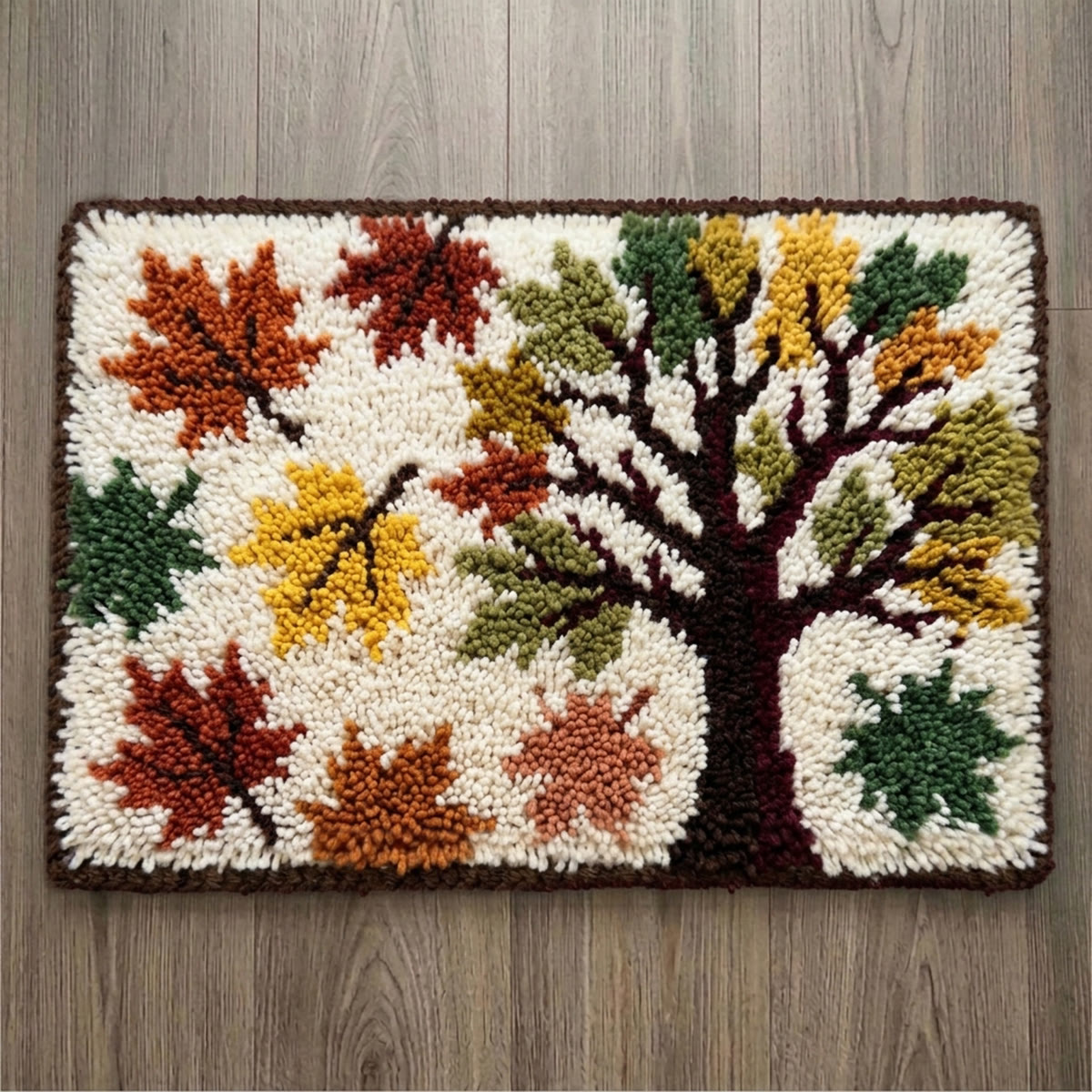 Rubbyoo Latch Hook Rug Kit - Autumn Maple | Cozy Cottage Living Room Decor | Creative Home Accent For Farmhouse Interiors - 75x50cm - image 1